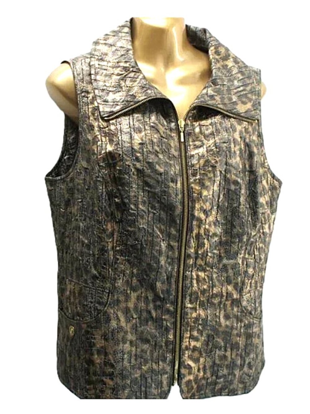 Chico's Zenergy Brooklyn Animal Swirl Zip Vest size 1
